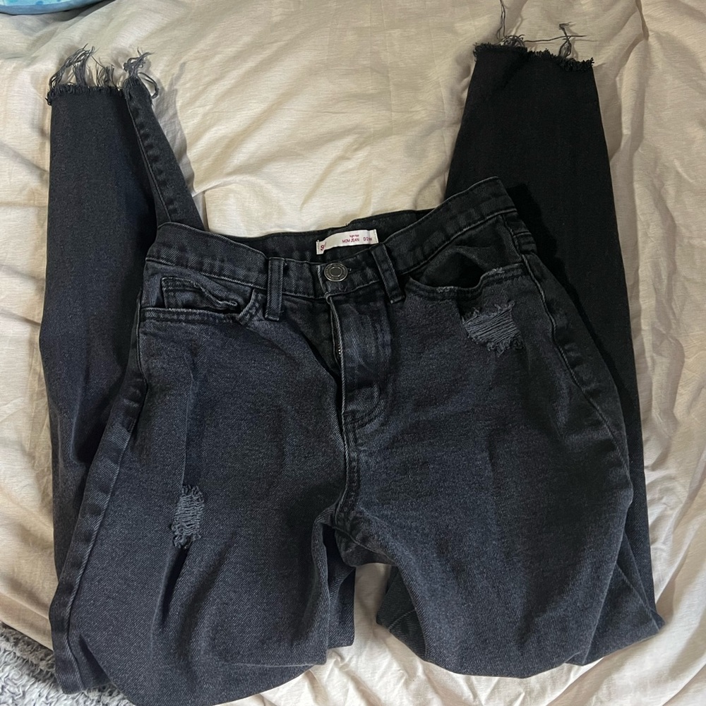 ripped black mom jeans